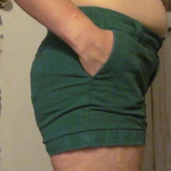 Merona 2 Solid Green Jean Shorts Short Lowrise 100% Cotton Pockets Plain Denim - Picture 3 of 10